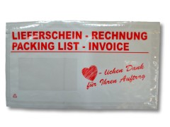 Dokumententaschen Begleitscheintaschen *Lieferschein/Rechnung* Herzlichen Dank DIN Lang, 1000 Stk.