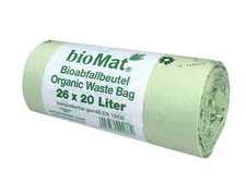 BIOMAT kompostierbare Bioabfallbeutel  20L mit Henkel 44x56cm | B-WARE MHD abgelaufen, 26 Stk.