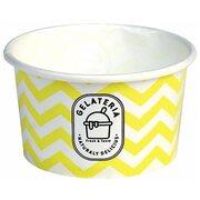 Eisbecher aus Papier Zick Zack Motiv gelb 120 ml 4oz, 50 Stk.