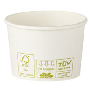 Bio Eisbecher Pappbecher 100% ohne Kunststoff 100ml 70 Hhe 45mm wei, 50 Stk.