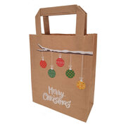 Papiertragetaschen aus Kraftpapier 180+ 80x220mm Motiv Weihnachtszweig braun