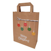 Papiertragetaschen aus Kraftpapier 220+100x280mm Motiv Weihnachtszweig braun