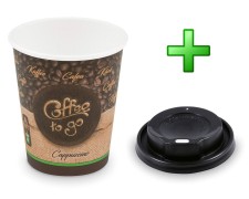 Kaffeebecher M Cappuccino To Go mit Trinkdeckel schwarz 200 ml 280 ml 100 Stk.