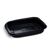 Mehrweg Men�schalen ungeteilt 240 x 210 x 40 mm Mikrowellengeeignet schwarz 1200ml, 100 Stk.