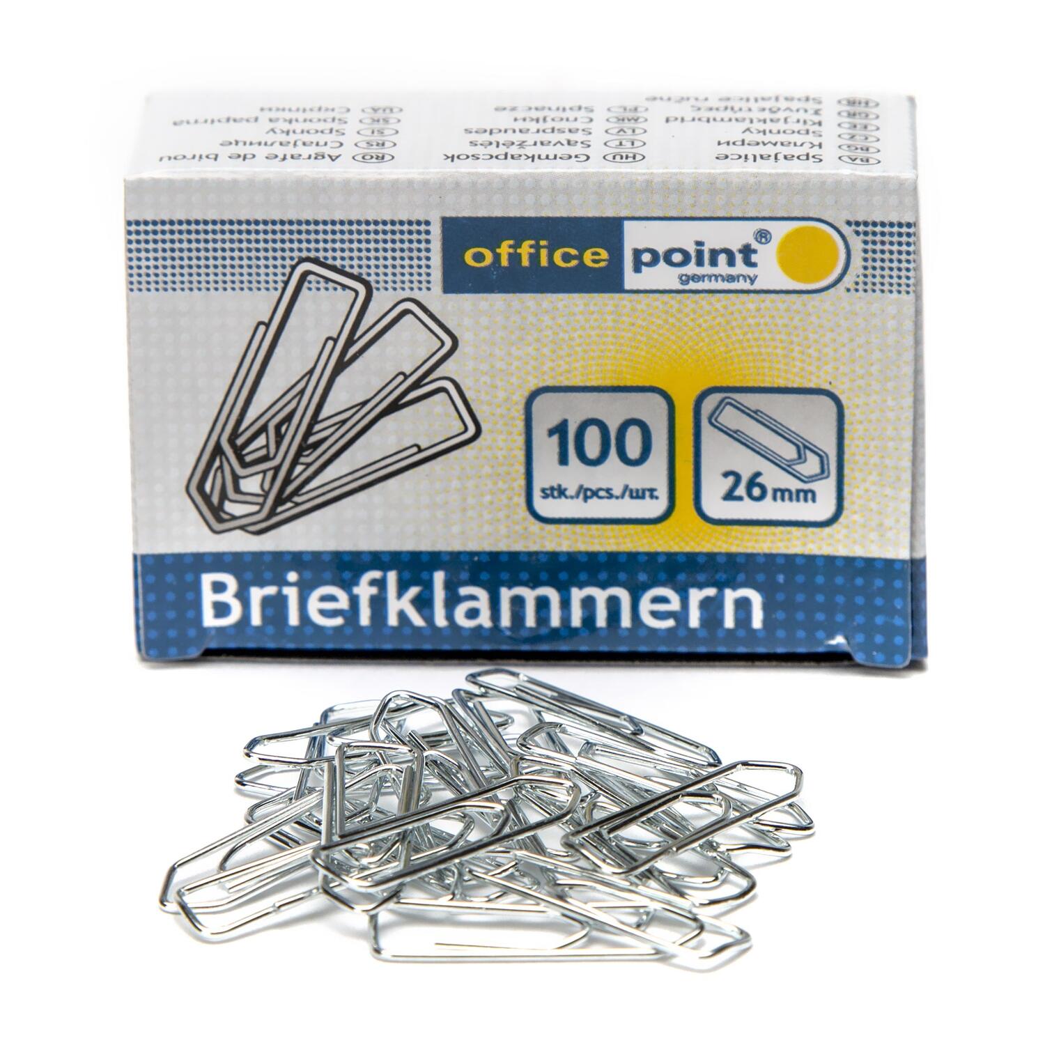 B�roklammern Briefklammern silber verzinkt 26mm (10 packs je 100 Stk) = 1000 Stk.