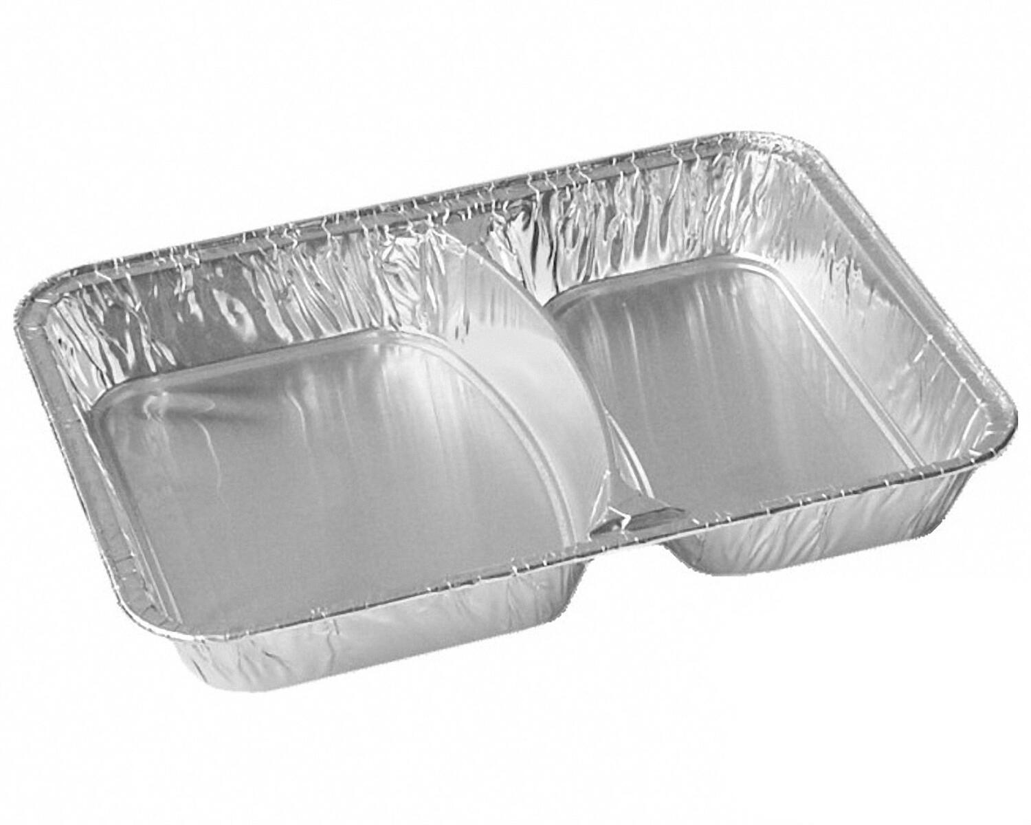 Alu-Men�schalen Aluschalen 2-geteilt 1020 ml, 227 x 177 x 39 mm, 100 Stk.