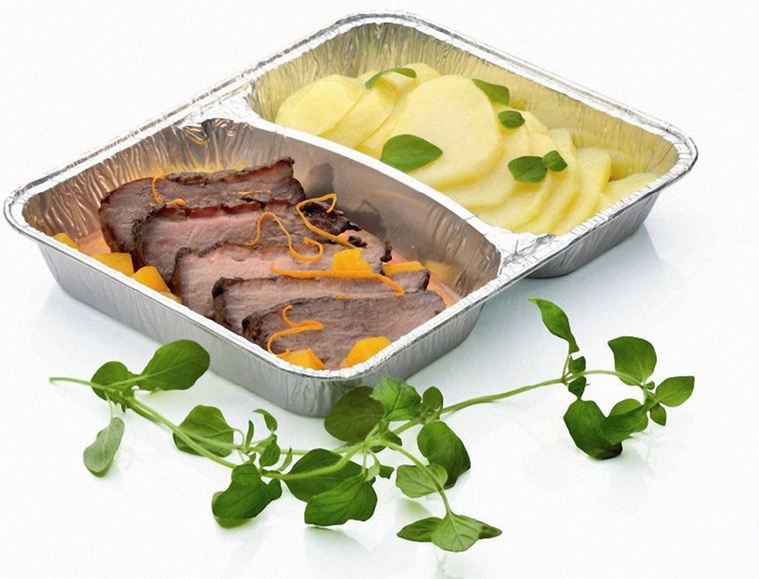 Alu-Men�schalen Aluschalen 2-geteilt 1020 ml, 227 x 177 x 39 mm, 100 Stk.