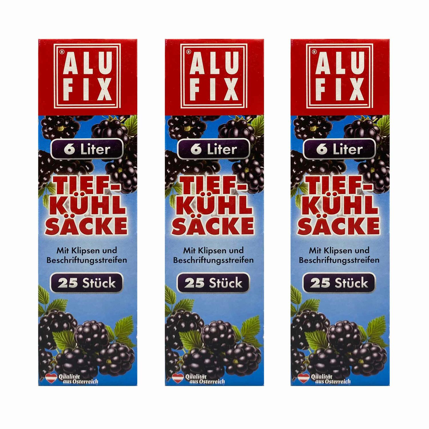 ALUFIX Gefrierbeutel Tiefk�hlbeutel 6 Liter 28 x 45cm Verschlussclips, 75 Stk.