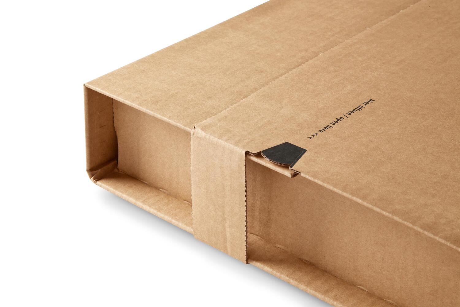 ColomPac Robuste Versandverpackung 371 x 304 x -90mm mit Sicherungslaschen, Selbstklebeverschluss & Aufreifaden braun