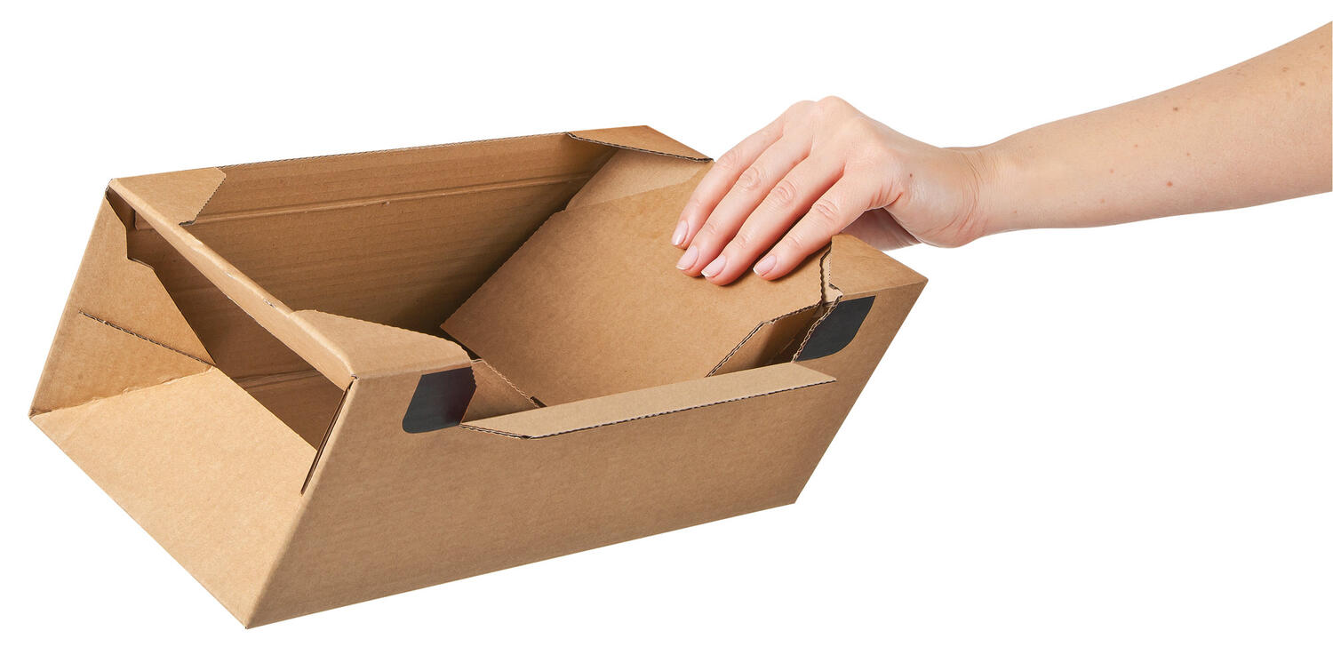 ColomPac Euroboxen XL 600 x 400 x 200mm mit Deckel - Selbstklebeverschluss & Aufrei�faden braun