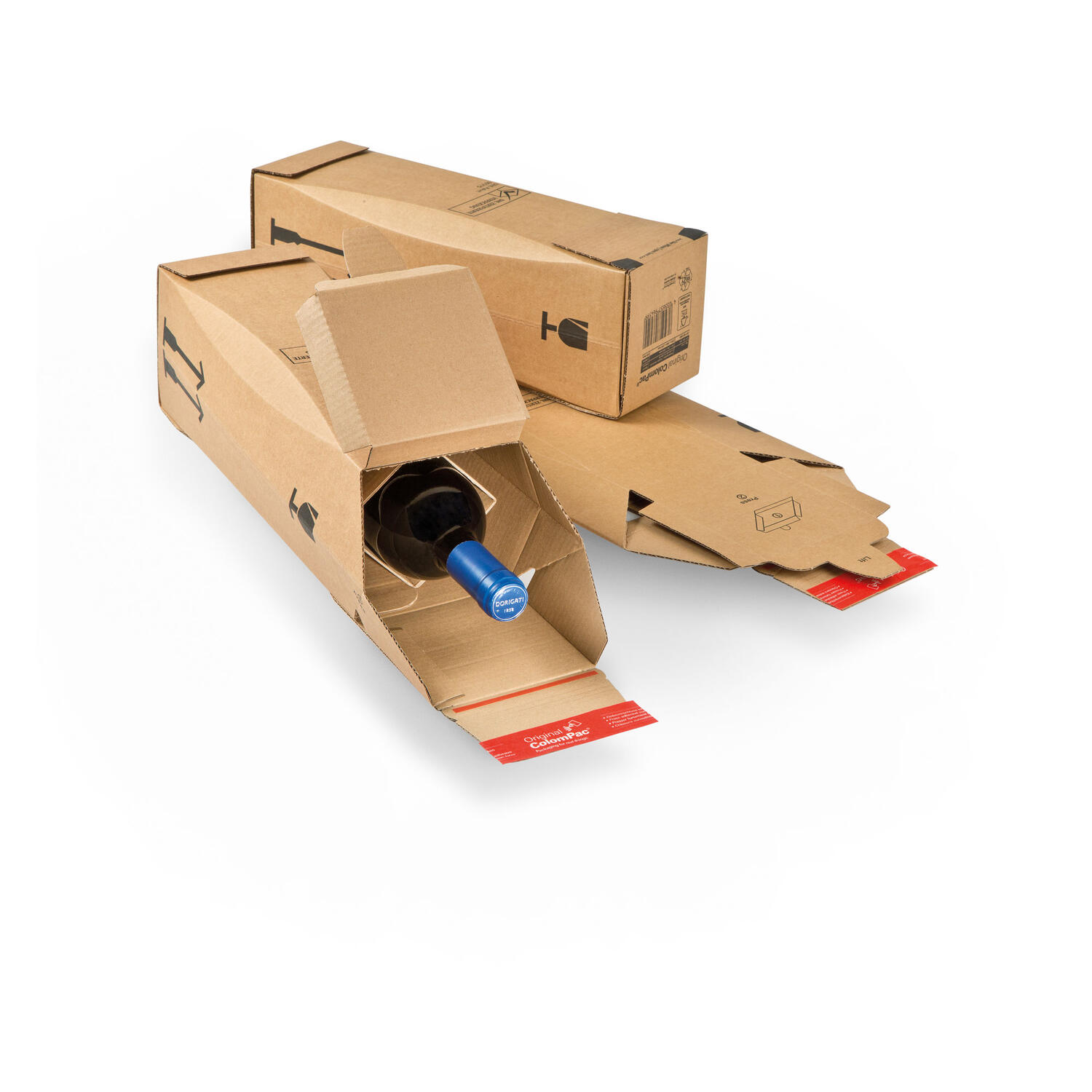 ColomPac Flaschenversandkarton f�r 3-6 Flasche 385 x 375 x 265mm mit DHL Zertifizierung braun