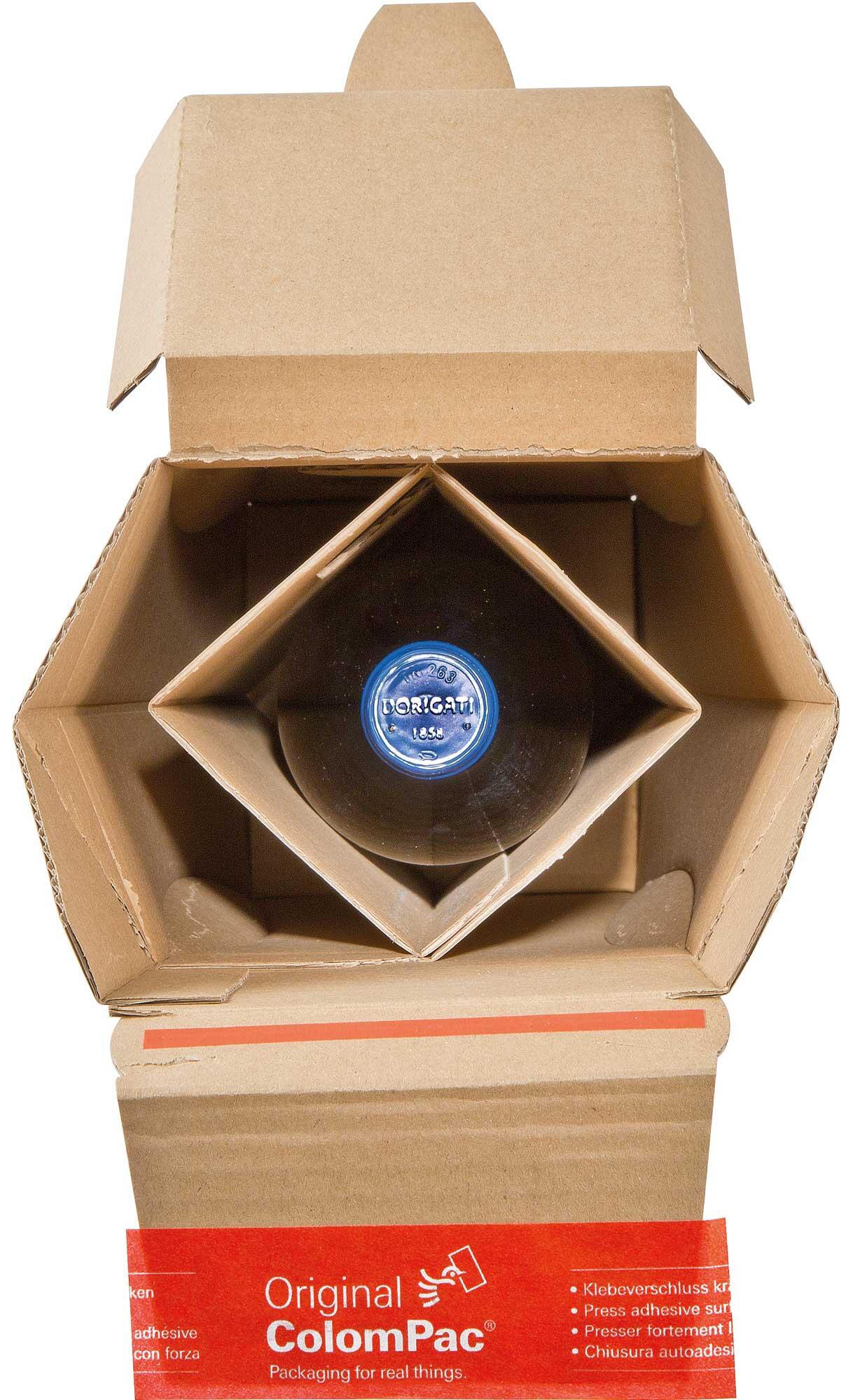 ColomPac Flaschenversandkarton f�r 3-6 Flasche 385 x 375 x 265mm mit DHL Zertifizierung braun