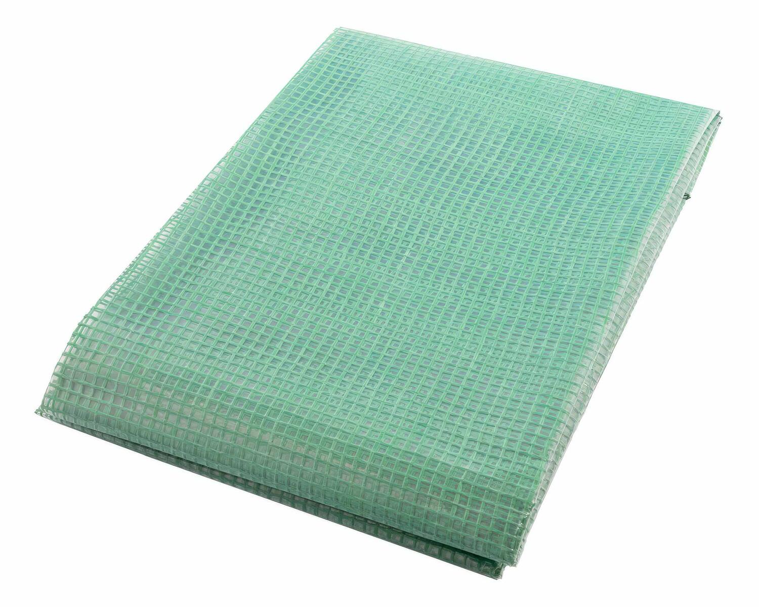 Gitterplane 3,00 x 8,00 m transparent mit grnem Gitter 250 g/m mit Nagelrand verstrkt gefaltet UV-stabil