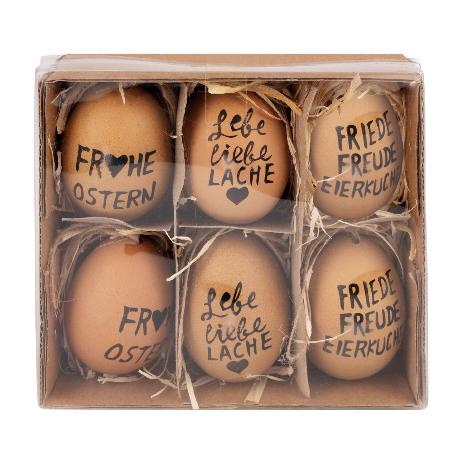 Ostereier Kunststoff  Statement Naturecht braun 6 cm, 6 Stk.