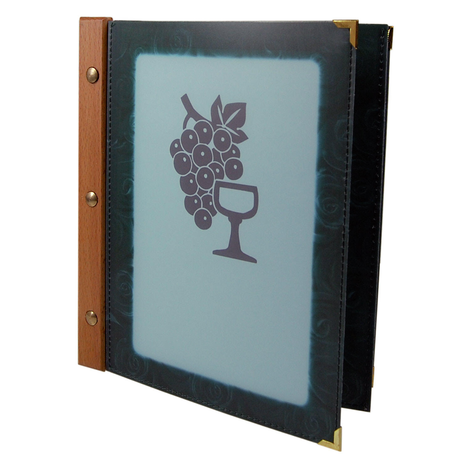 Folienkarte (PVC) gr�n, mit Holzr�cken, 6 Seiten, A5, 1 Stk.