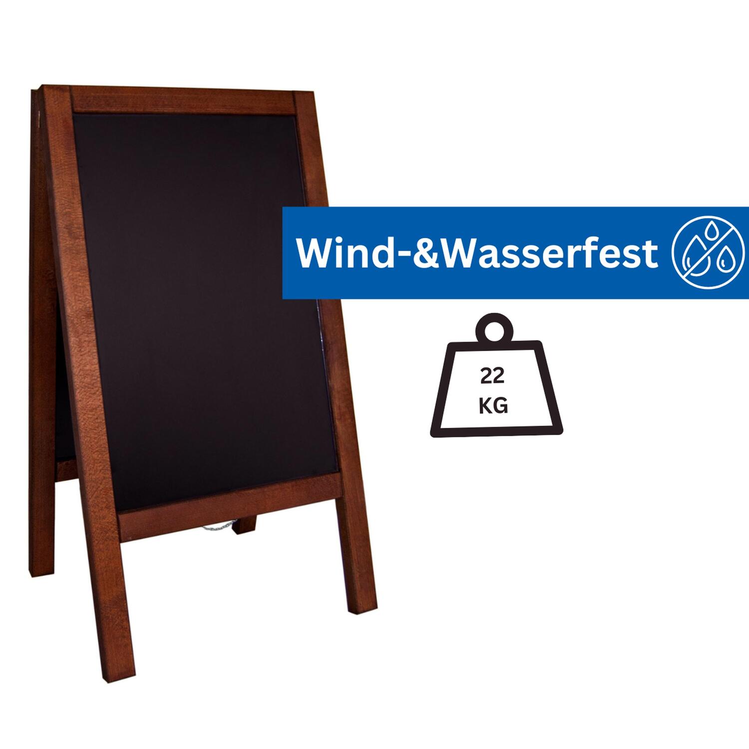 Gehweg-Kreidetafel, dunkelbraun, wind- und wasserfest, 65x118cm, 1 Stk.