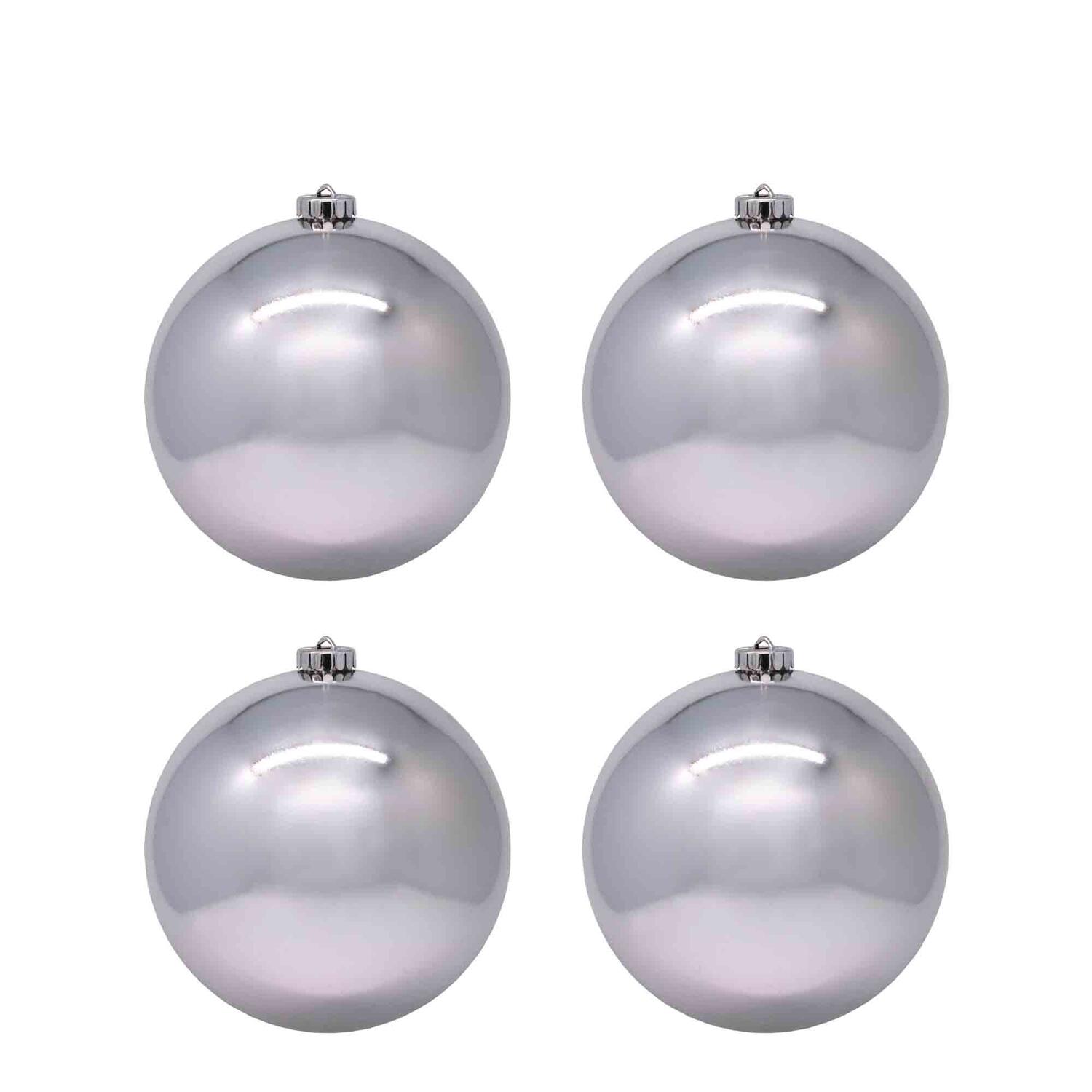 Weihnachtskugeln Christbaumkugeln aus Kunststoff silber, �10cm, 4 Stk.