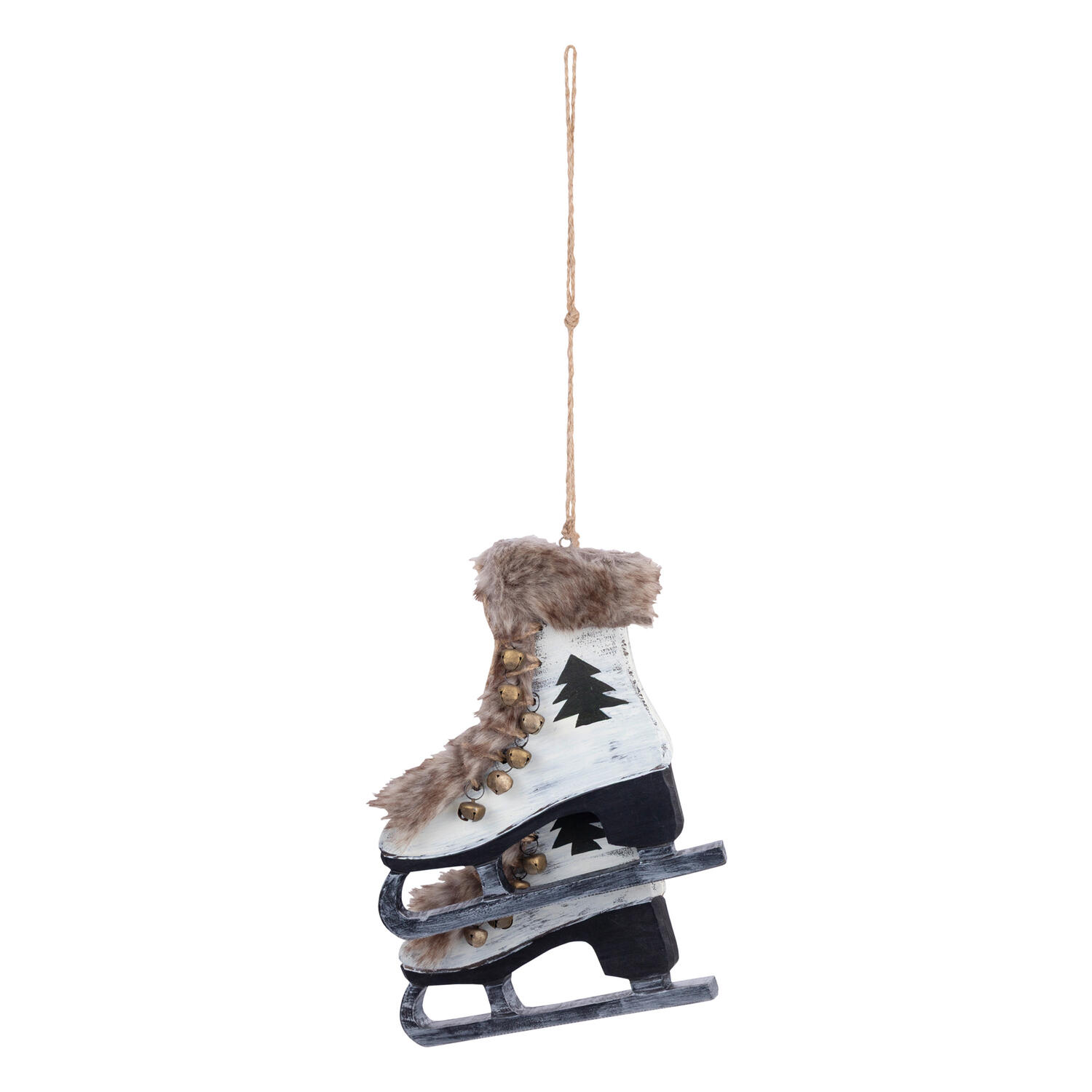 Schlittschuhe aus Holz, Deko zum H�ngen wei� 22cm, 1 Paar
