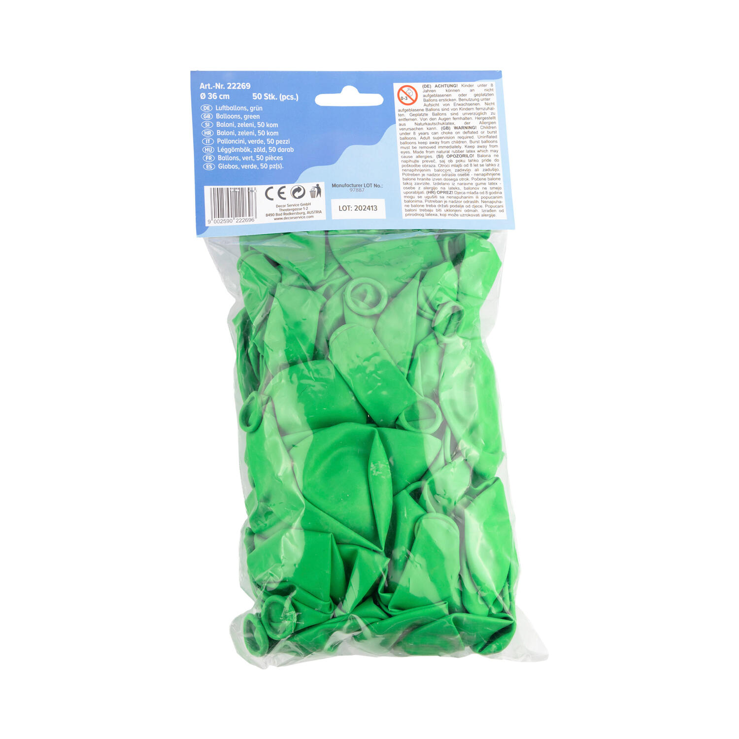 Luftballons, gr�n, �36cm, 50 Stk.