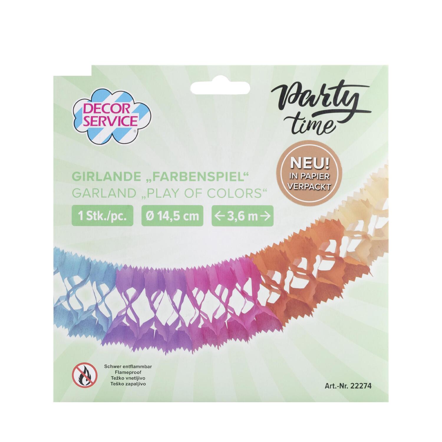 Girlande Farbenspiel aus Papier schwer entflammbar �14.5cm 3.6m, 1 Stk.