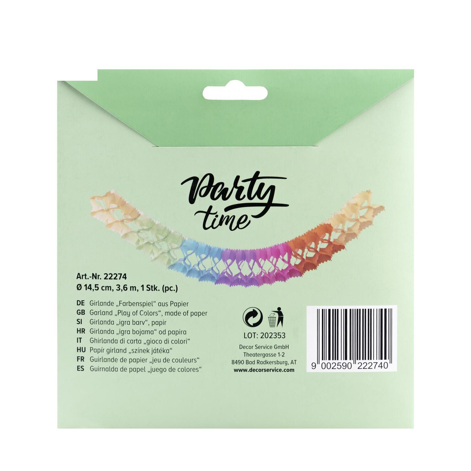 Girlande Farbenspiel aus Papier schwer entflammbar �14.5cm 3.6m, 1 Stk.