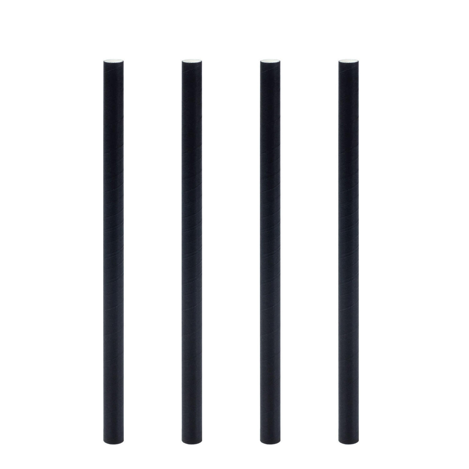 Trinkhalme aus Papier dick, schwarz �8mm 15cm, 150 Stk.