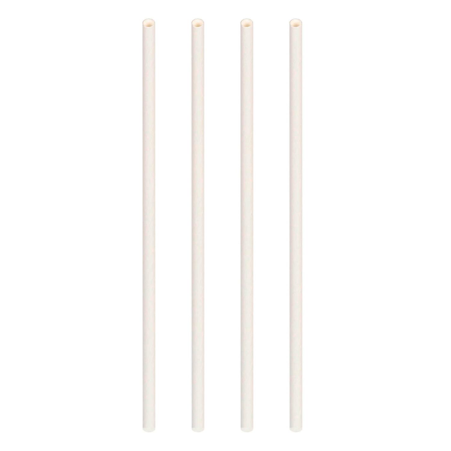 Trinkhalme aus Papier wei 6mm 21cm, 100 Stk.