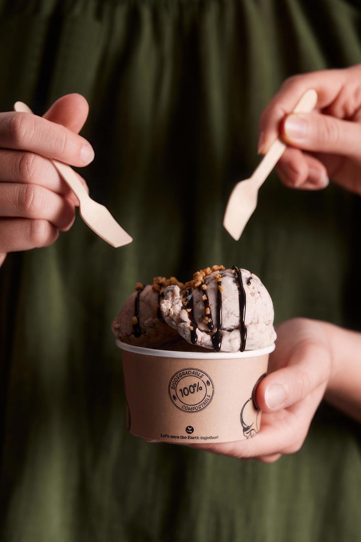 BIO Eisbecher aus Karton mit passendem Deckel 150ml 8.5cm, 50 Stk.