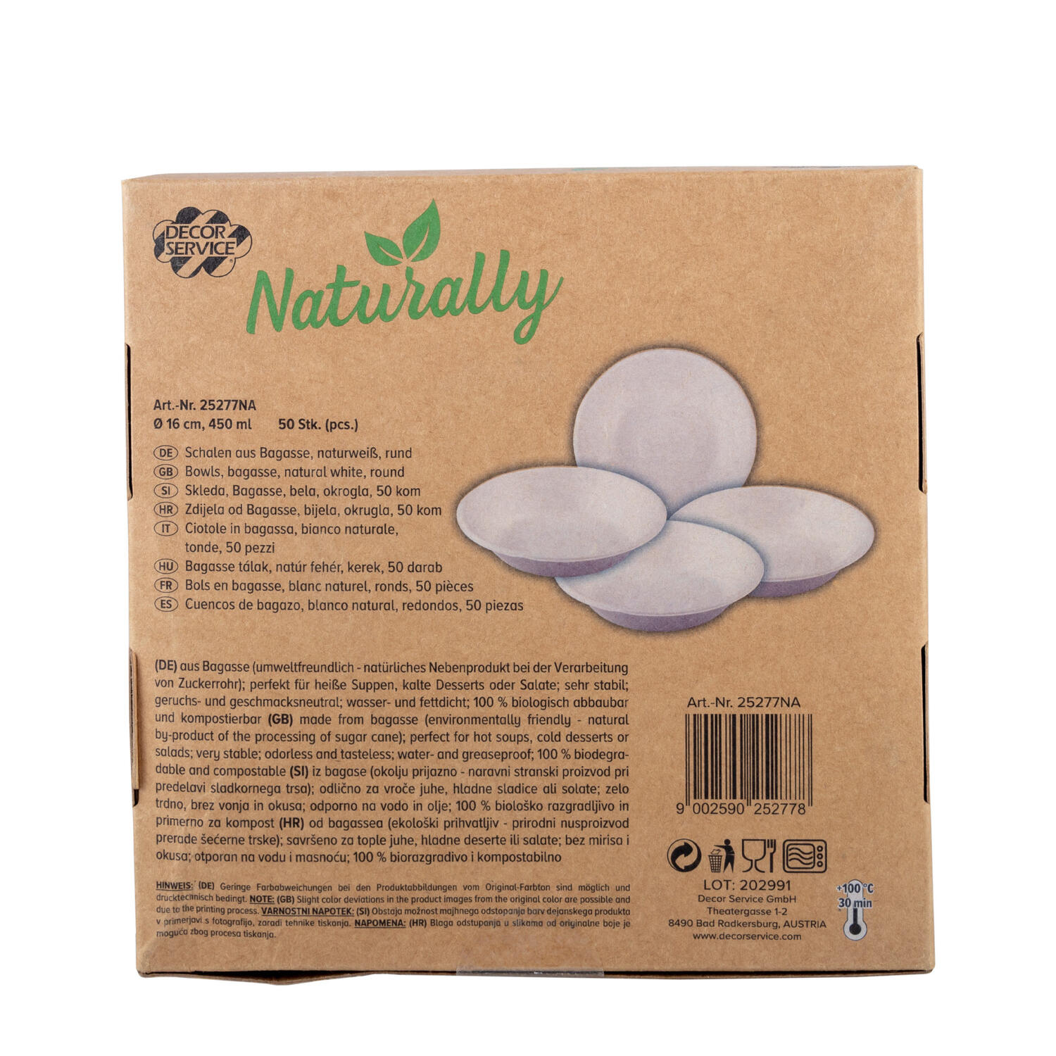 Schalen�aus�Bagasse,�450ml,�naturwei�,�rund��16cm,�50Stk.