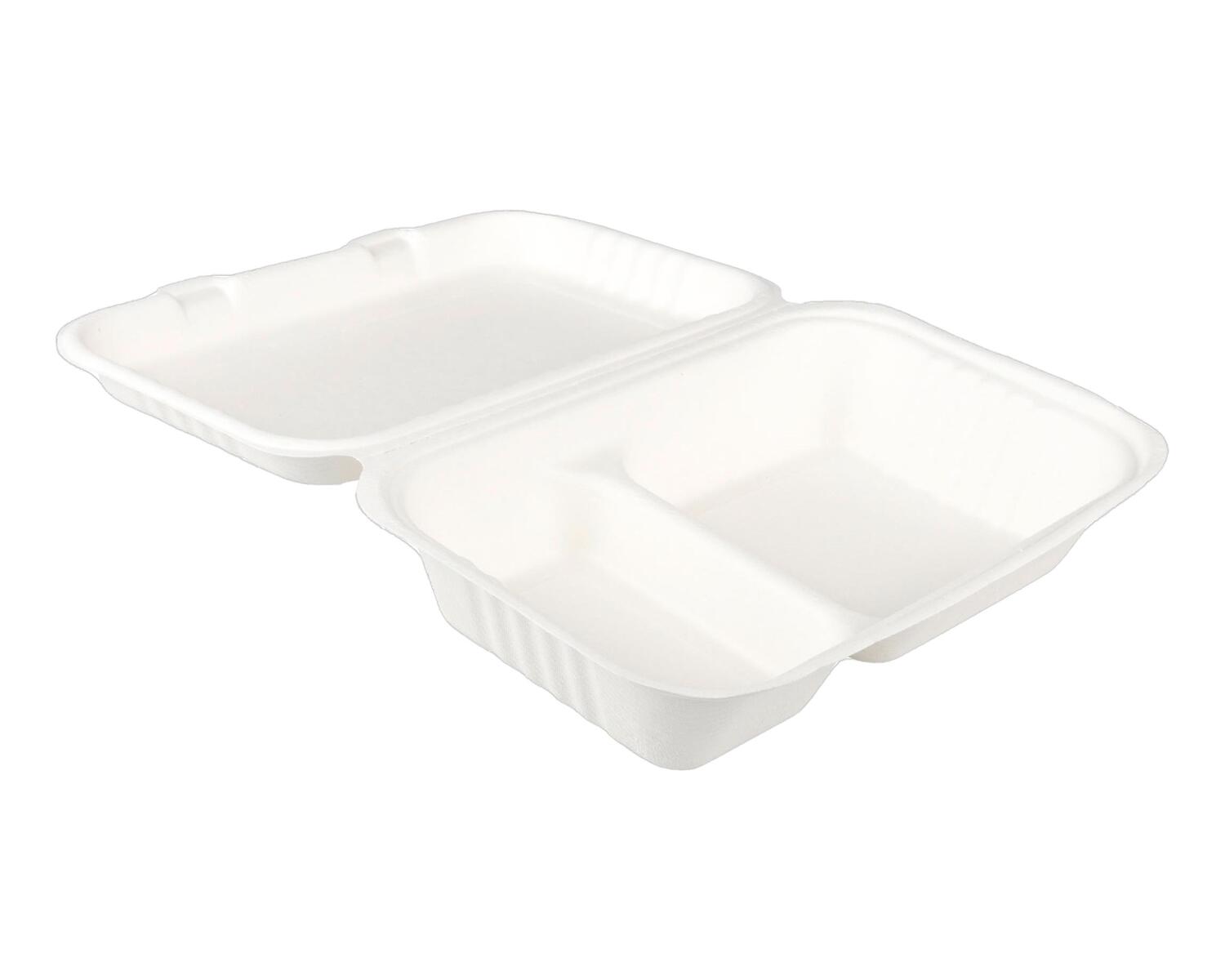 Men�boxen 2-geteilt�aus�Bagasse,�naturwei�,�25x16cm,�25Stk.