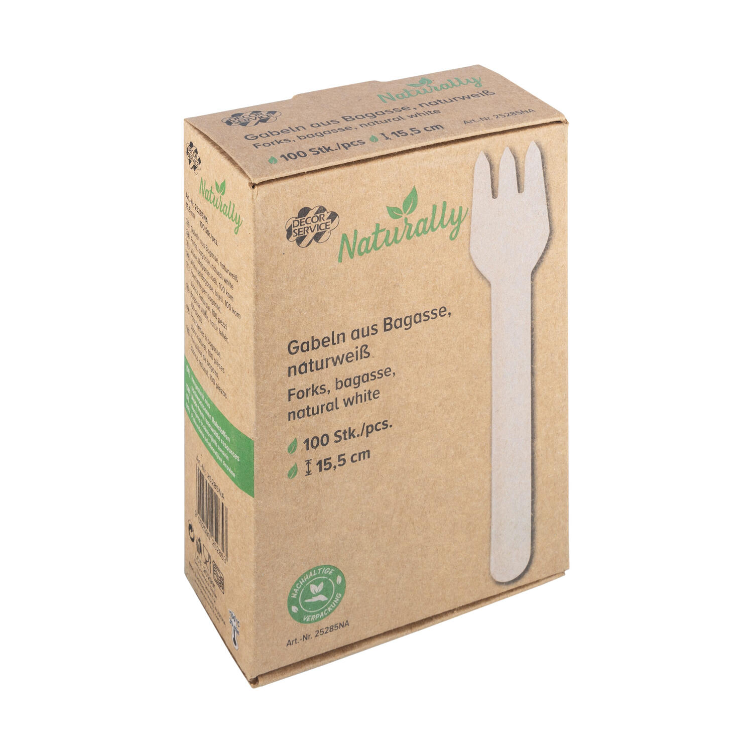 Gabeln�aus�Bagasse,�naturwei�,�15.5cm,�100Stk.