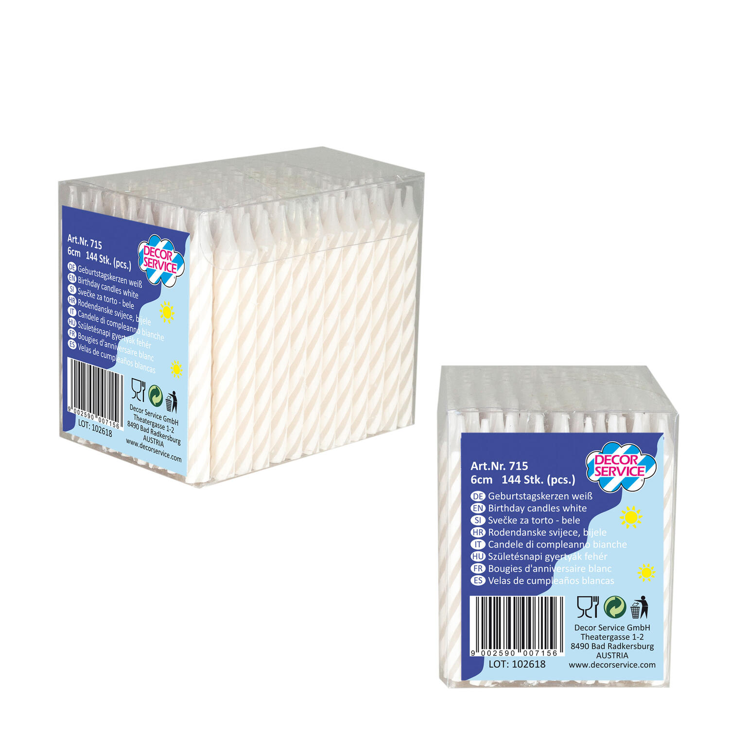 Geburtstagskerzen wei�, 6cm, 144 Stk.