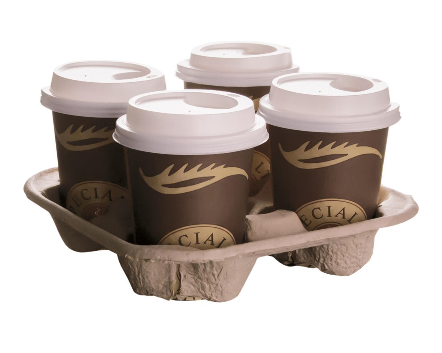 Getr�nkehalter Tragetablett Becherhalter 4 Becher Coffee to Go 21x21cm,  90 Stk.
