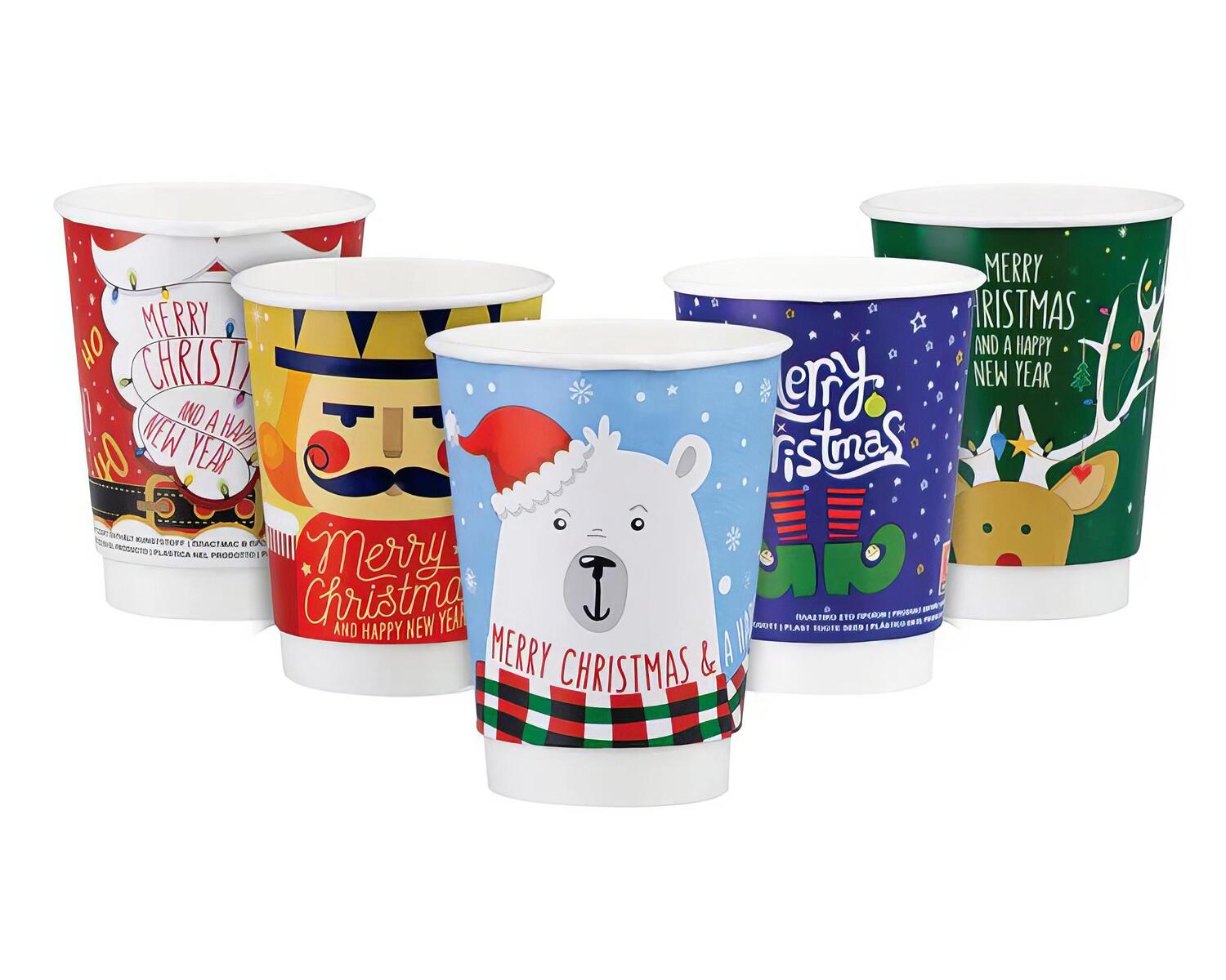 Pappbecher Hei�getr�nkebecher doppelwandig WEIHNACHTSMIX 300ml 330ml, 25 Stk.