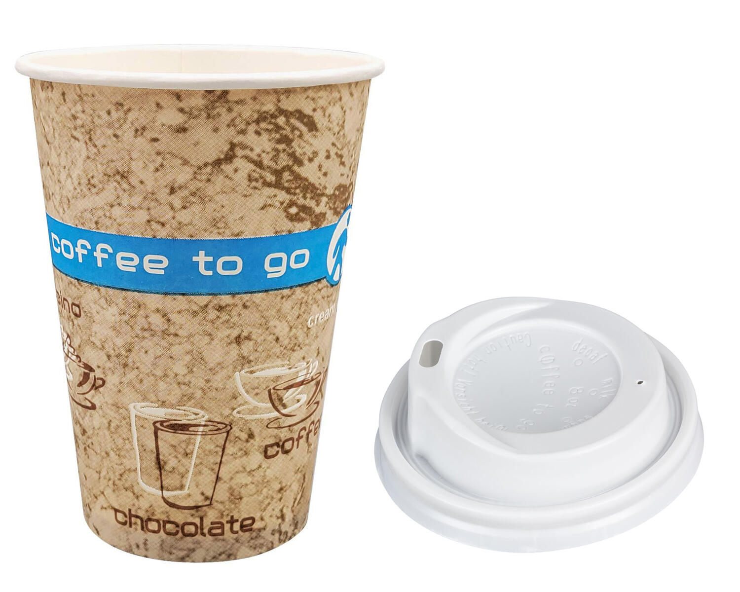 Kaffeebecher Coffee ToGo DREAMS mit Deckel wei� 300 ml hoch + schmal  50 Stk.