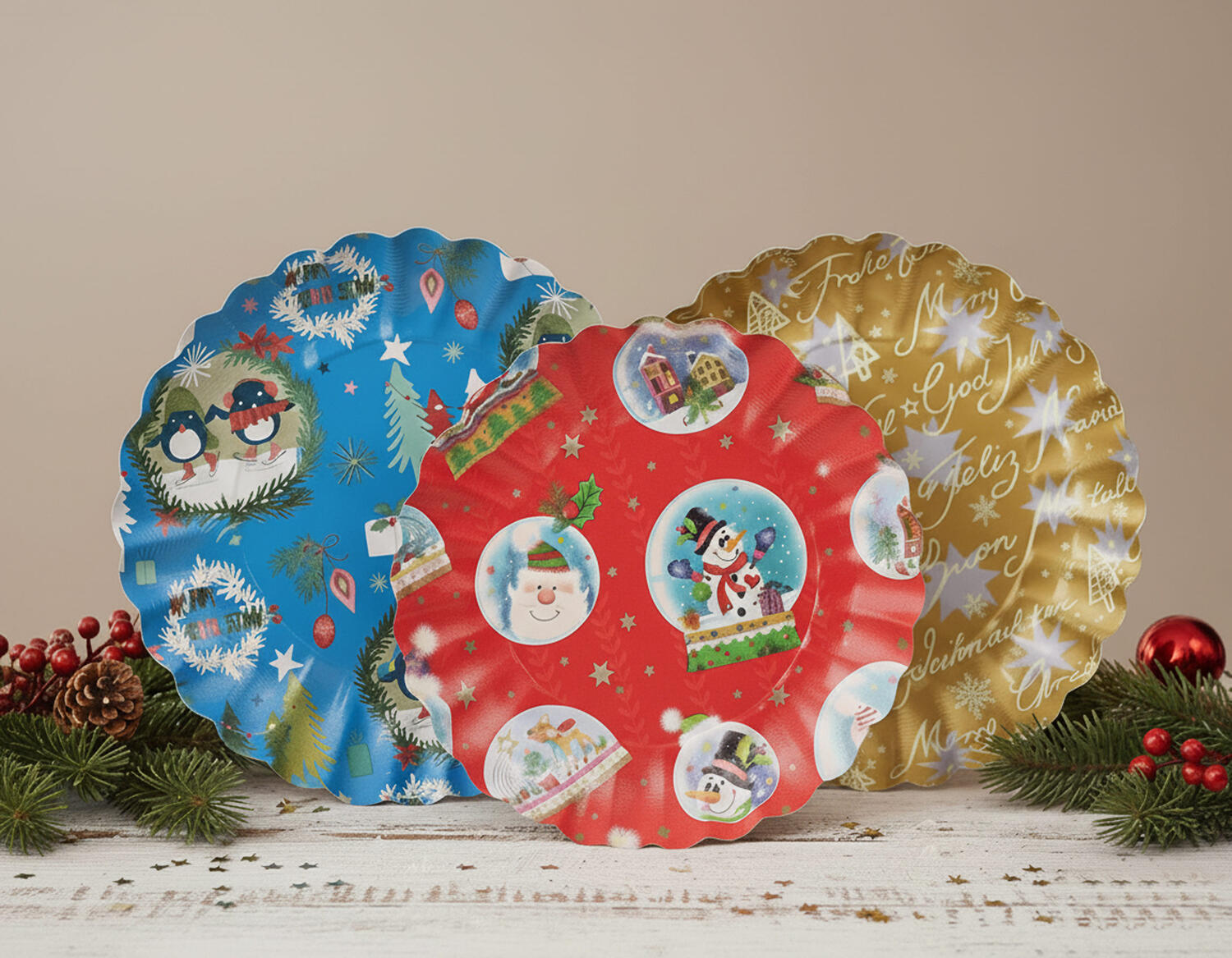 Gebckschalen Pltzchenschalen fr Weihnachtsgebck Pappe  23 cm verschiedene Motive, 2 Stk