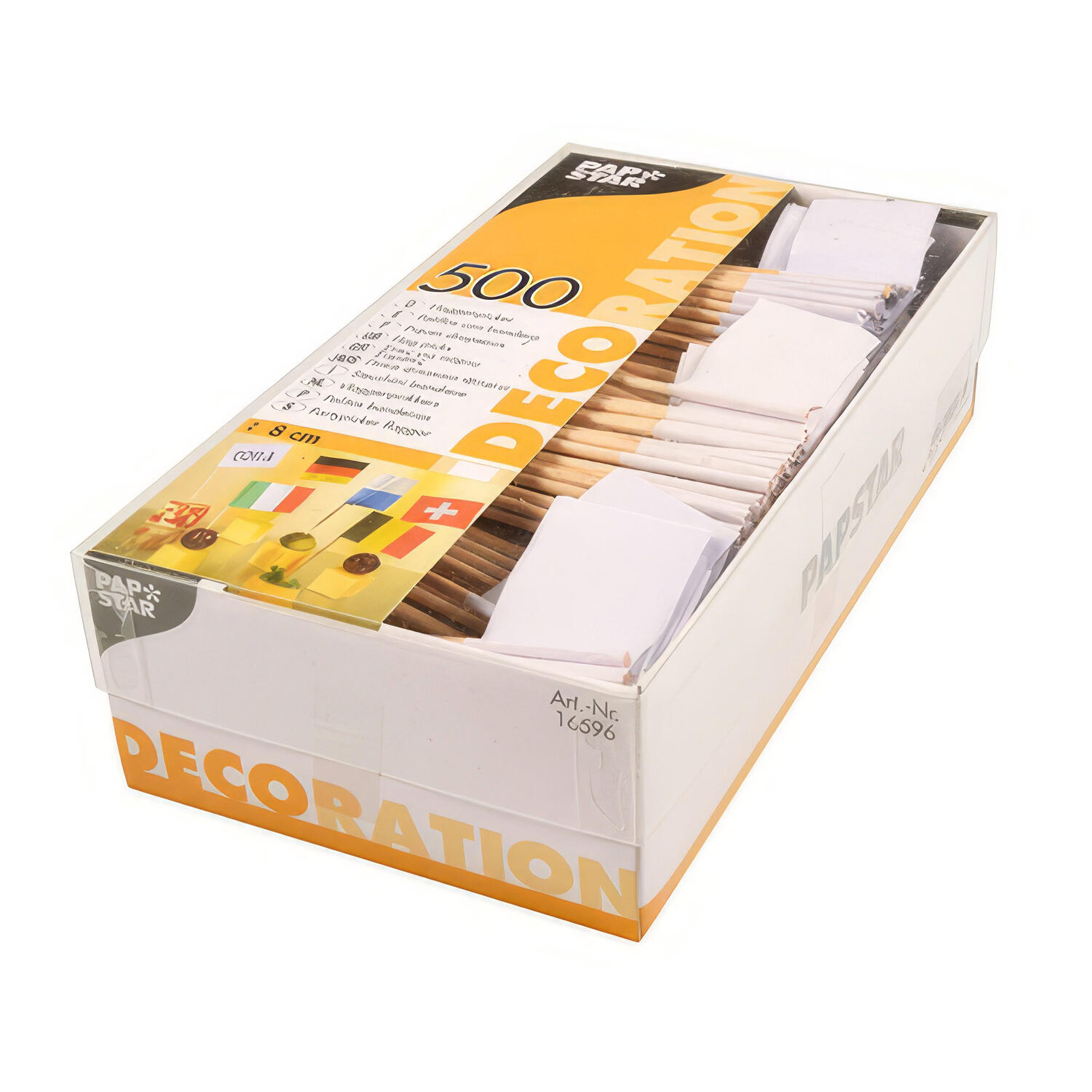 Flaggenpicker Fahnenpicker Deko-Picker zum selbst beschriften, wei�,  500 Stk.