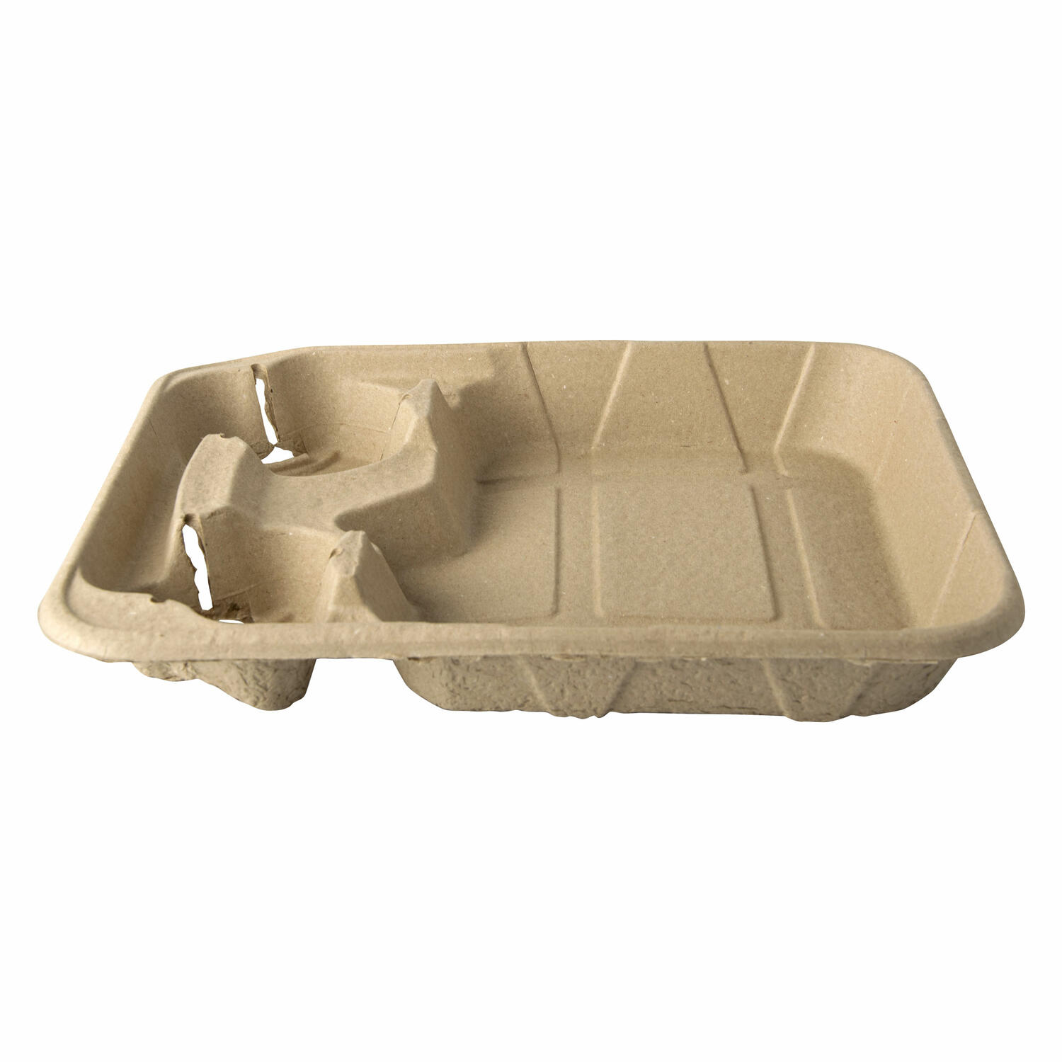 Tragetabletts Pappe To Go 4,7 x 26,6 x 33 cm f�r 2 Becher + Mahlzeit, 100 Stk.