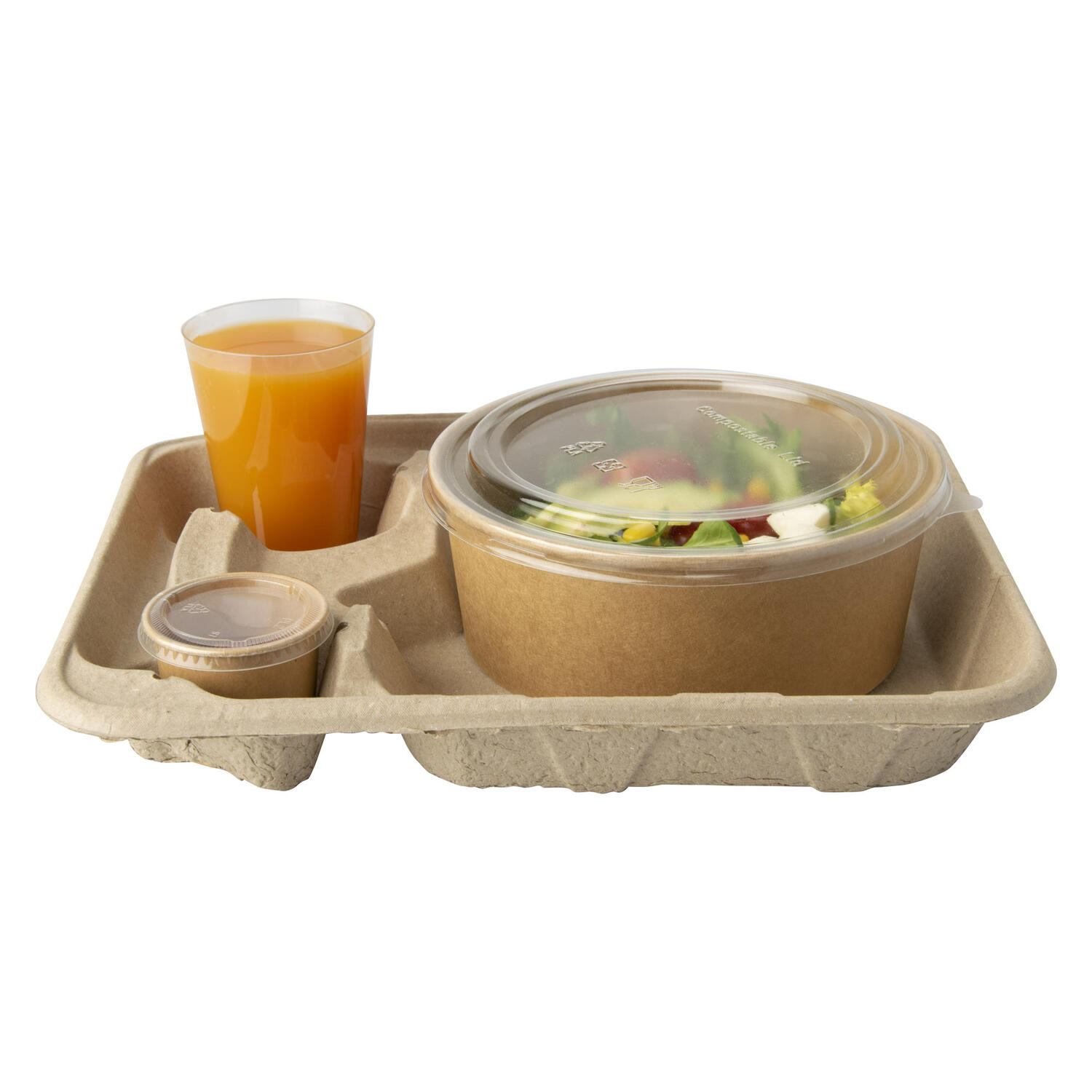 Tragetabletts Pappe To Go 4,7 x 26,6 x 33 cm f�r 2 Becher + Mahlzeit, 100 Stk.