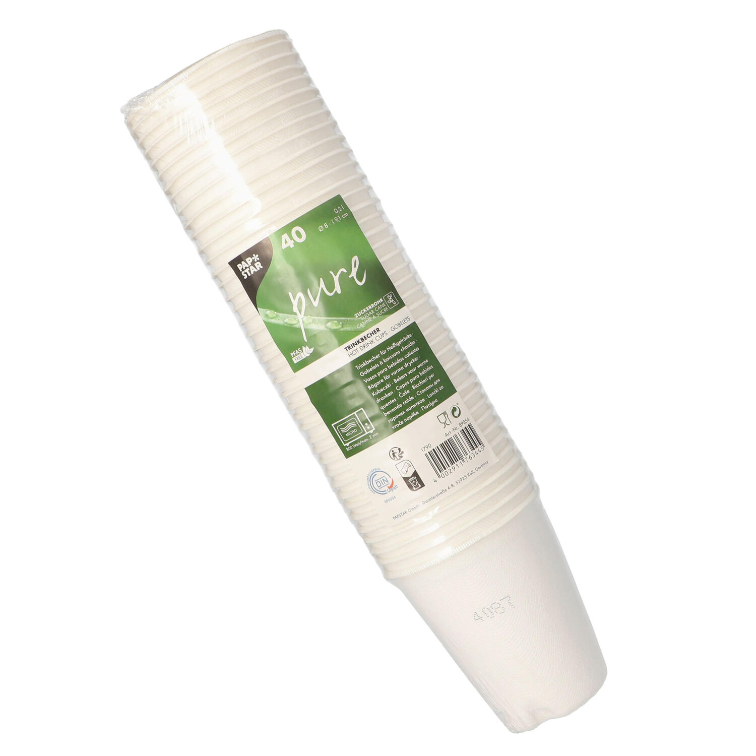 Hei�getr�nkebecher aus Zuckerrohr pure 200 ml, � 80mm, 40 Stk.