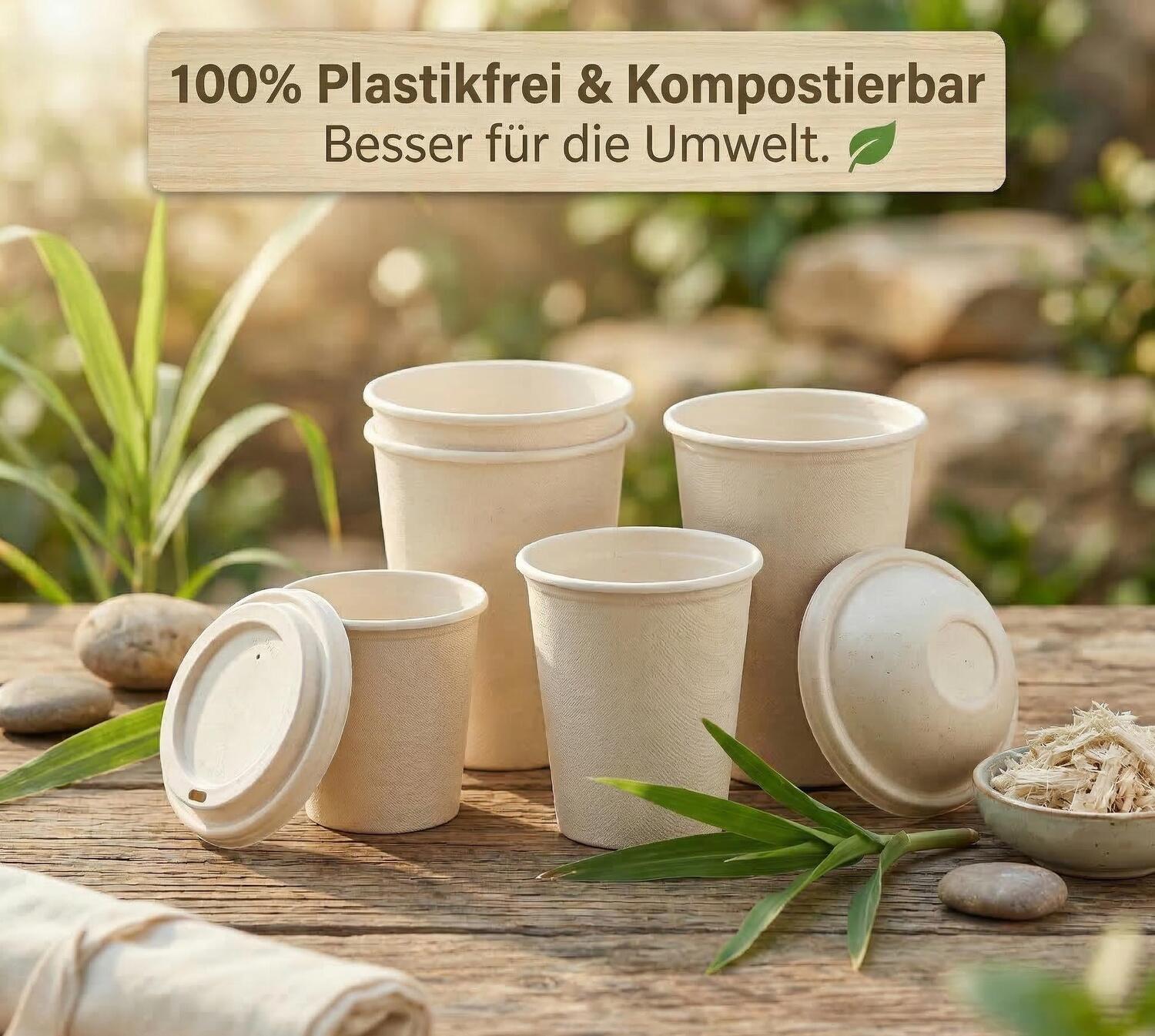 Domdeckel f�r Hei�getr�nke aus Zuckerrohr pure � 80mm, 50 Stk.