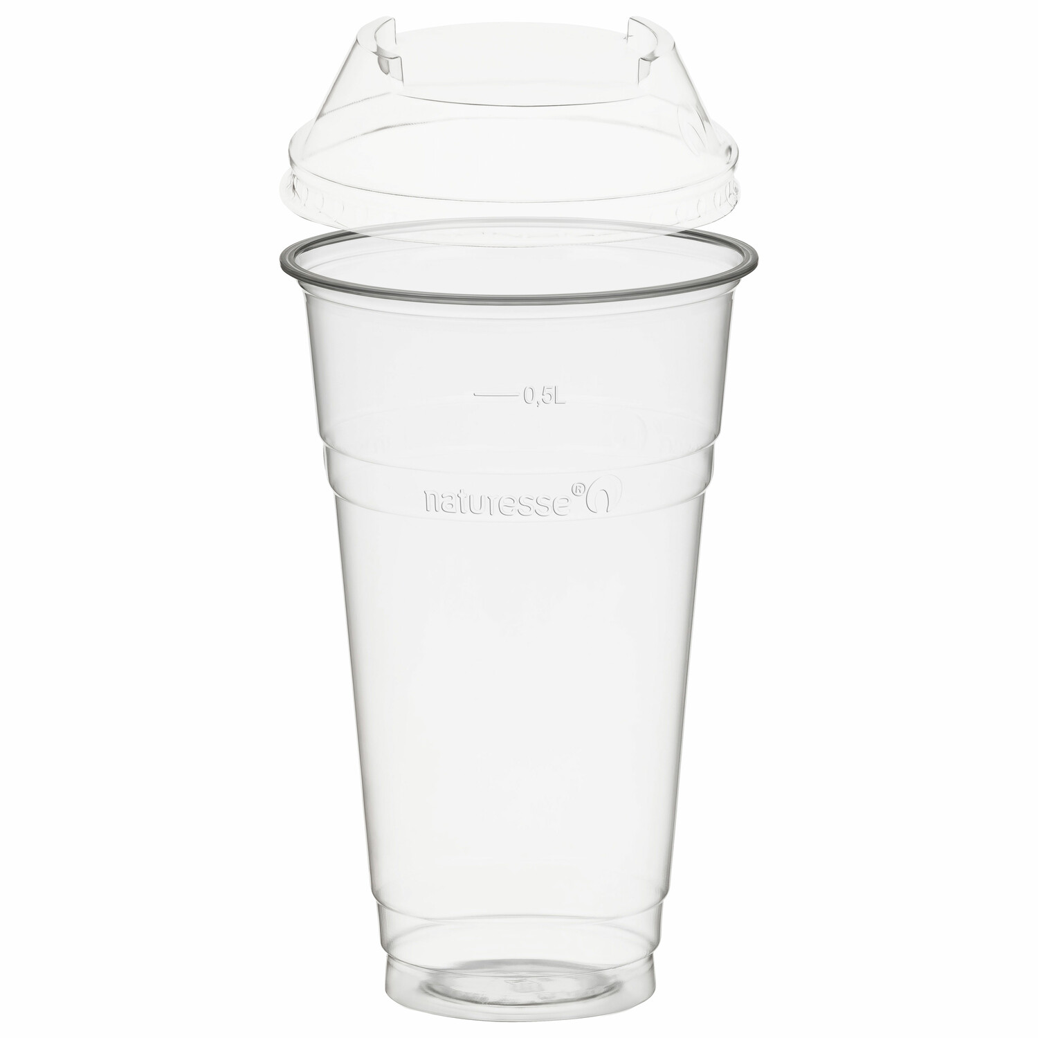 BIO Trinkbecher 500ml + Domdeckel ohne Loch stapelbar aus Biokunststoff 50 Stk.