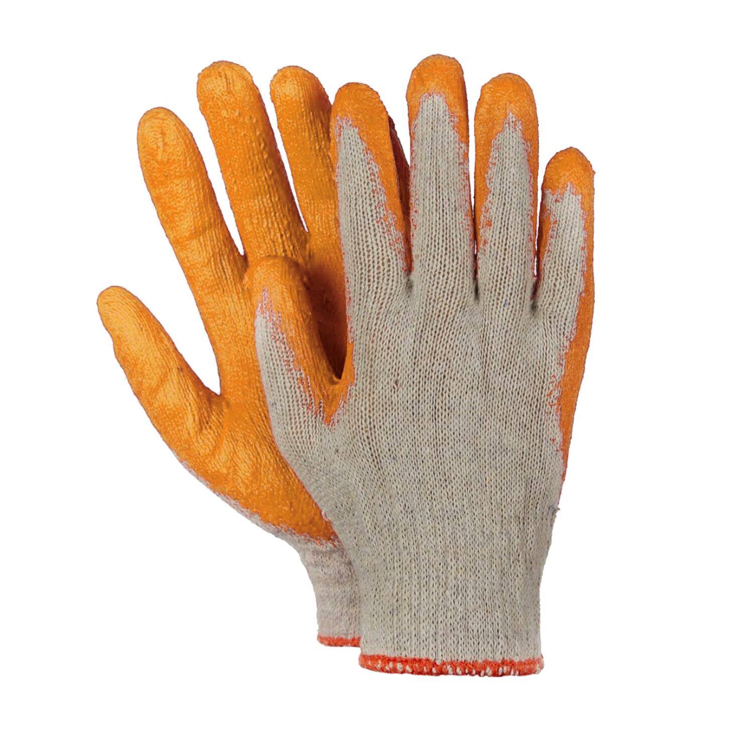 Arbeitshandschuhe, Montagehandschuhe Baumwolle Latex Gr��e L-9 orange, 10 Paar