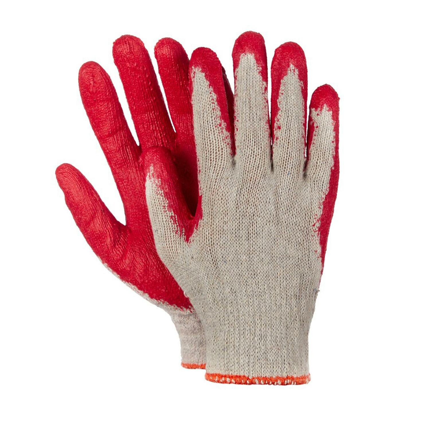Arbeitshandschuhe, Montagehandschuhe Baumwolle Latex Gr��e L-9 rot, 10 Paar