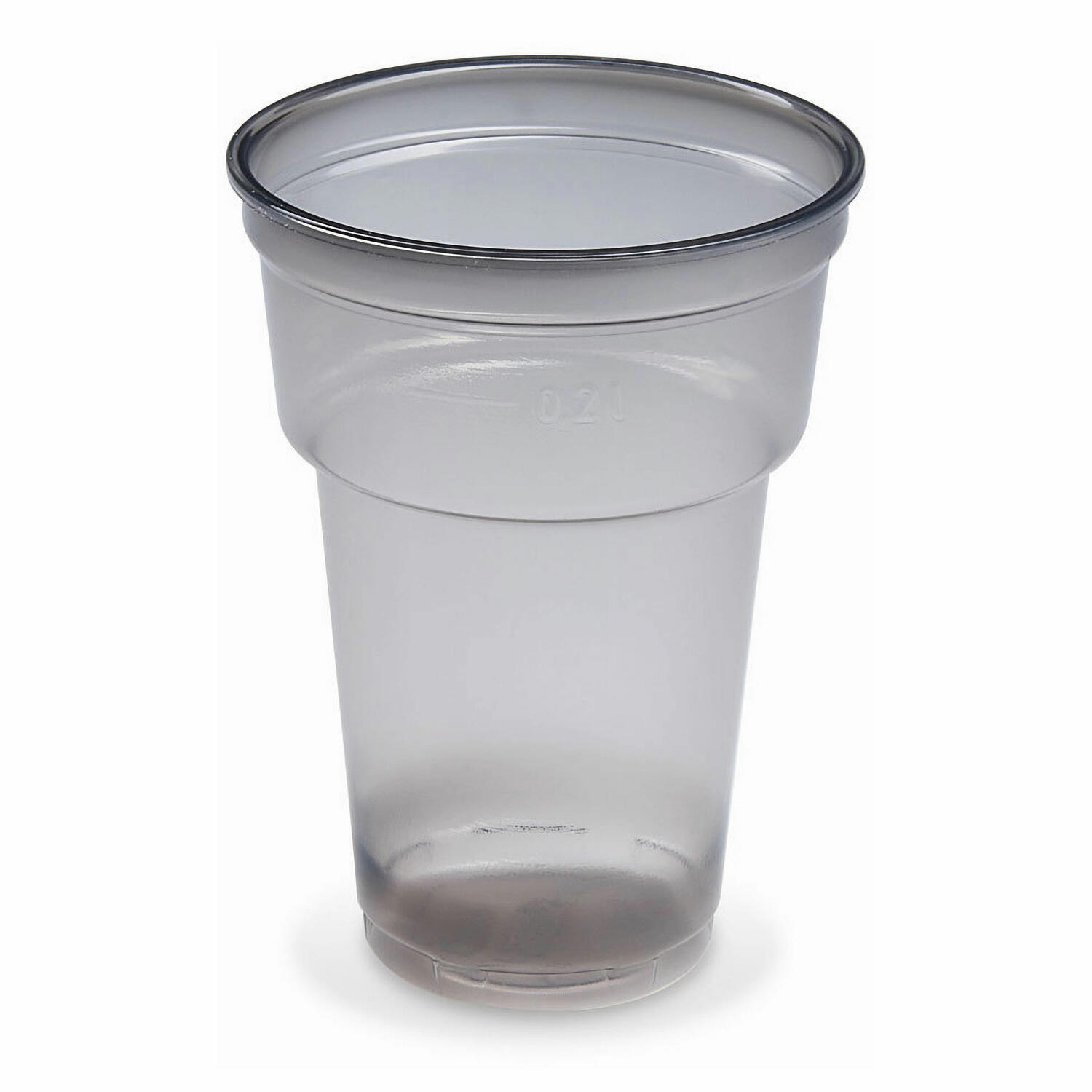 Mehrwegbecher Pfandbecher rauch-grau transparent PP Eichstrich 0,2 l � 7,8 cm, 50 Stk.