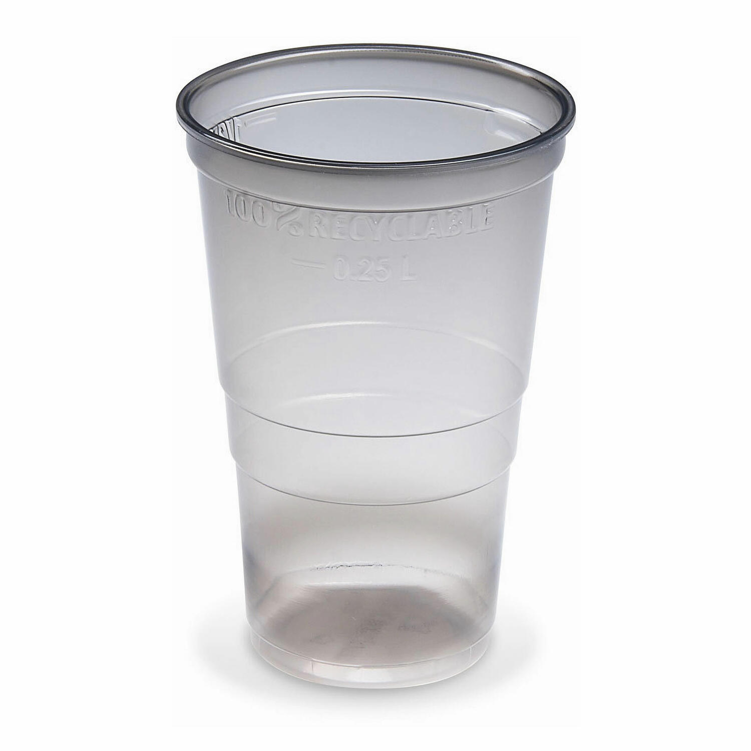 Mehrwegbecher Pfandbecher rauch-grau transparent PP Eichstrich 0,25 l � 7,8 cm, 46 Stk.