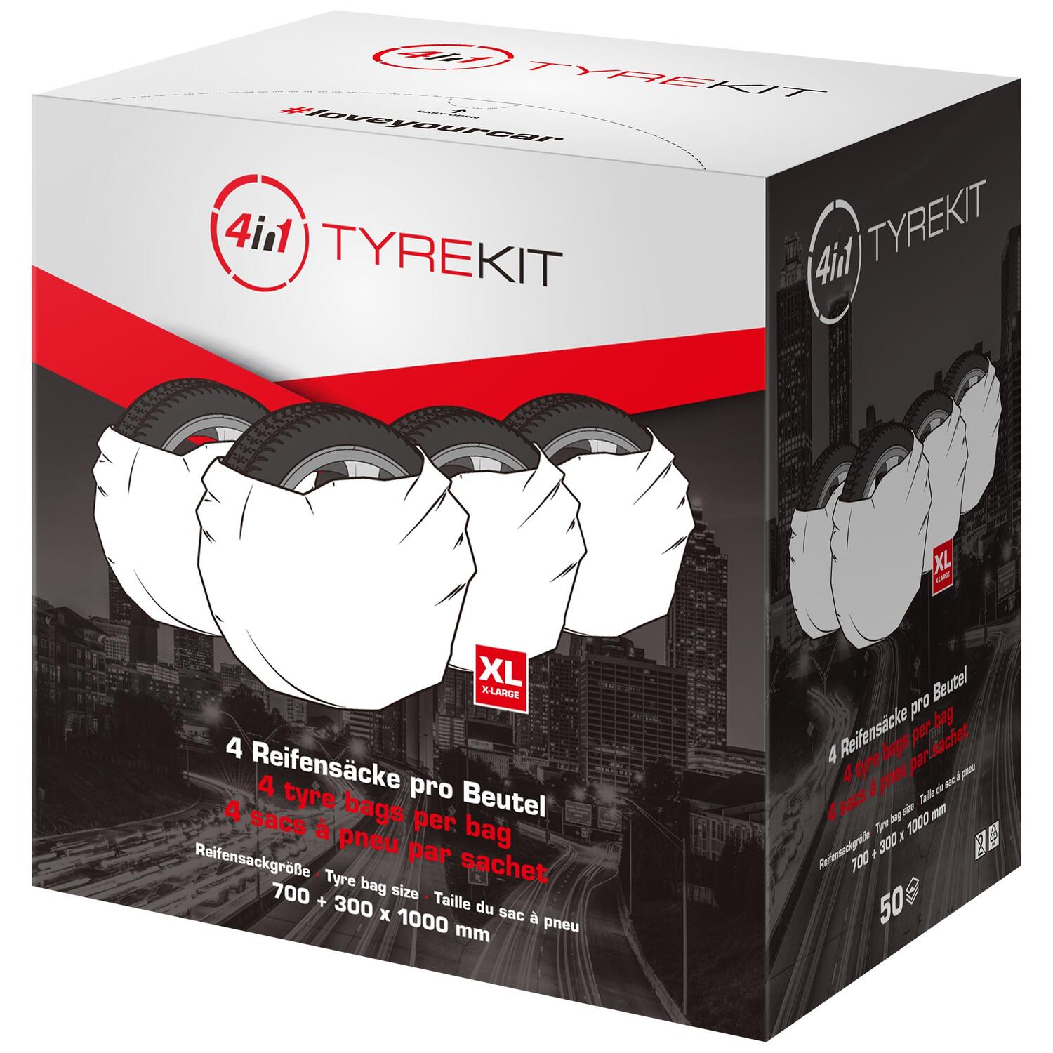 TYRE KIT Reifenscke Set 700+300x1000mm bis 20 Rder in Beutel verpackt, 4 Stk.
