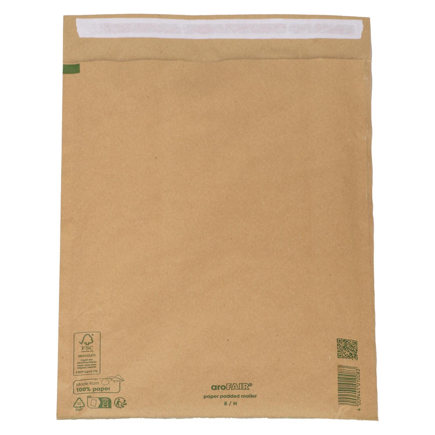 AROFAIR Papierpolstertaschen 290x370+50mm 100% Recycling, Ersatz f�r Luftpolstertaschen