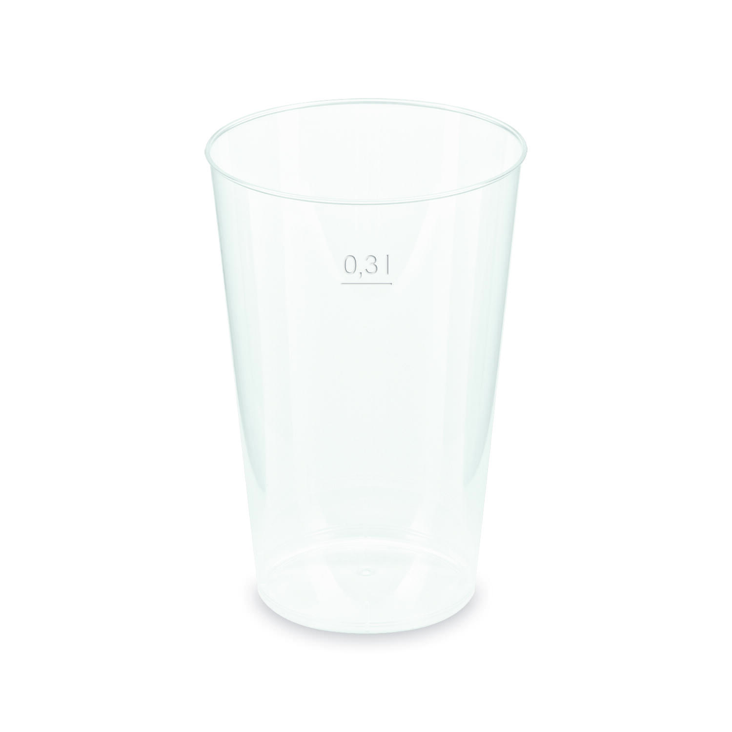 Mehrwegbecher Pfandbecher transparent PP Eichstrich 0,3 l � 7,9 cm,  25 Stk.