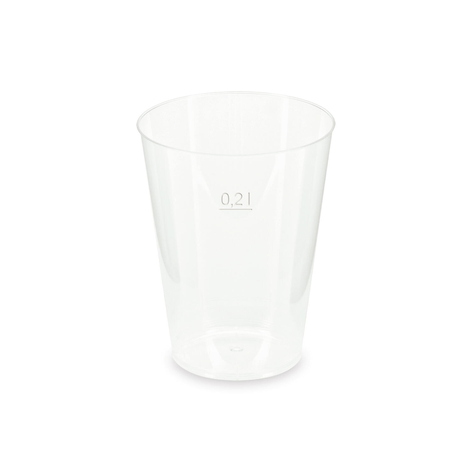 Mehrwegbecher Pfandbecher transparent stabil+ PP 0,2L Eichstrich � 76mm, 25 Stk.